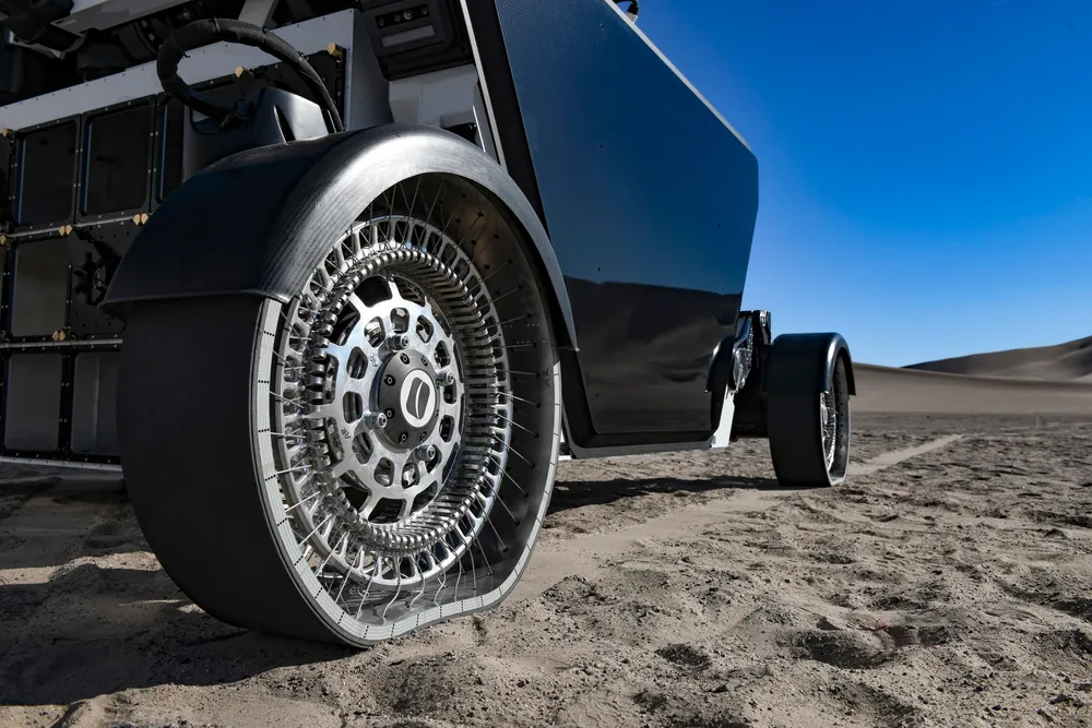 A Venturi hyper-deformable airless lunar wheel developed for the Astrolab FLEX rover.