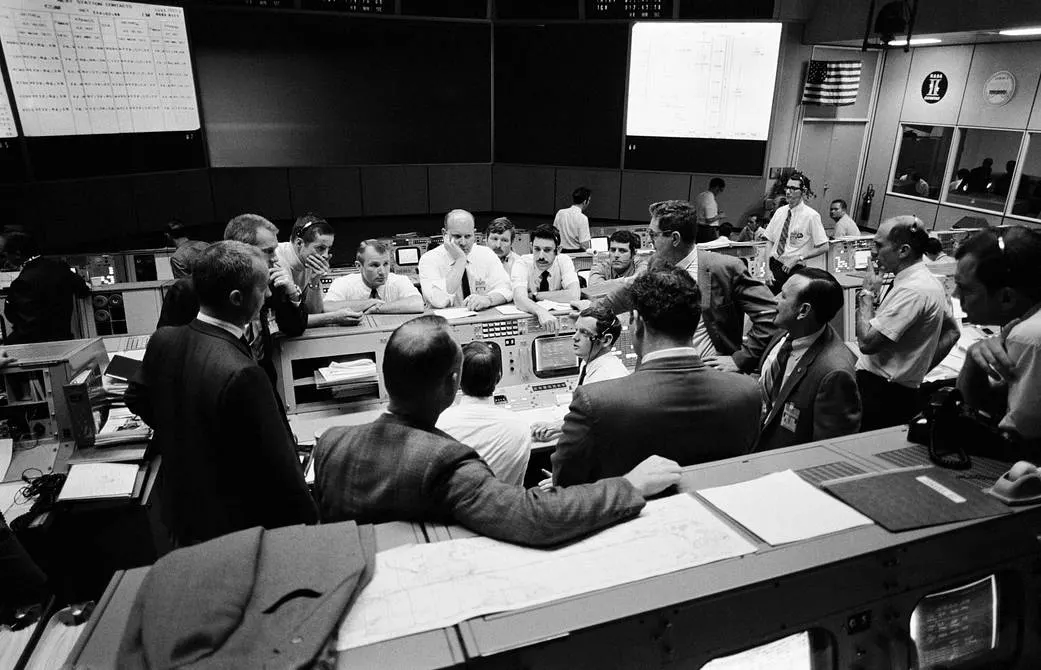 Mission Control, Houston, during the Apollo 13 crisis, April 1970