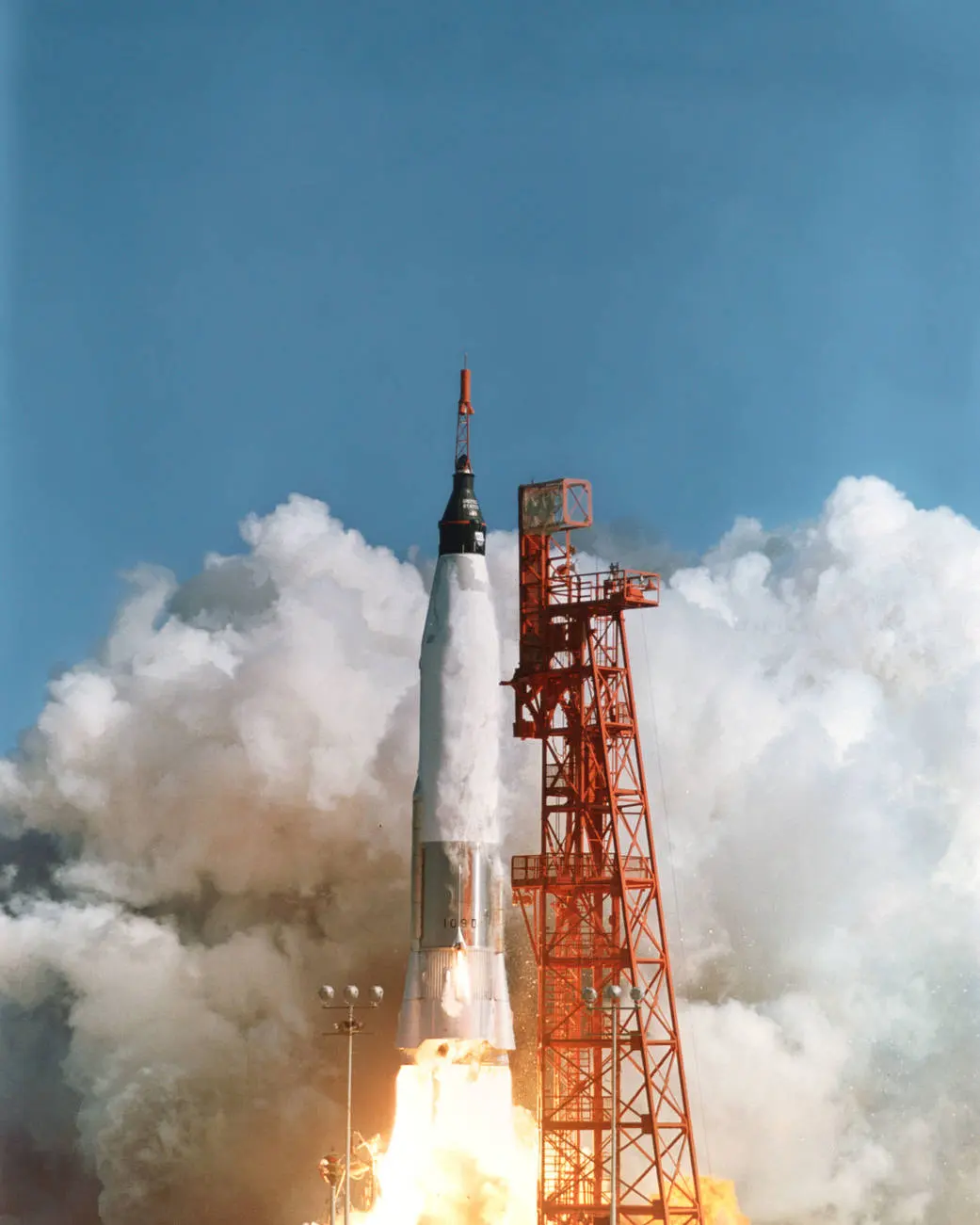 Liftoff of John Glenn's Friendship 7 on an Atlas rocket, Feb 20, 1962