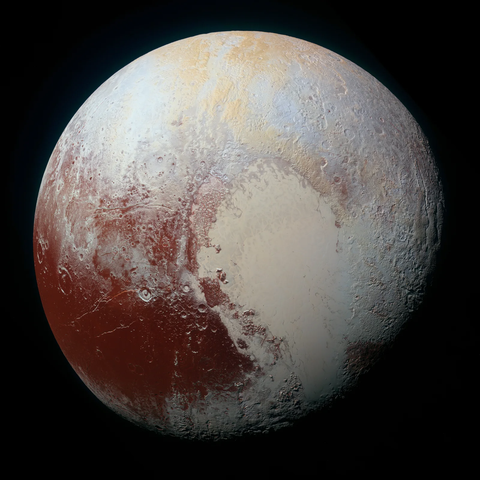 Pluto's iconic heart-shaped region, Tombaugh Regio, imaged by New Horizons in July 2015