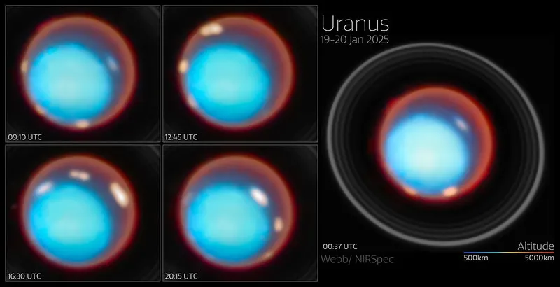Webb maps the mysterious upper atmosphere of Uranus