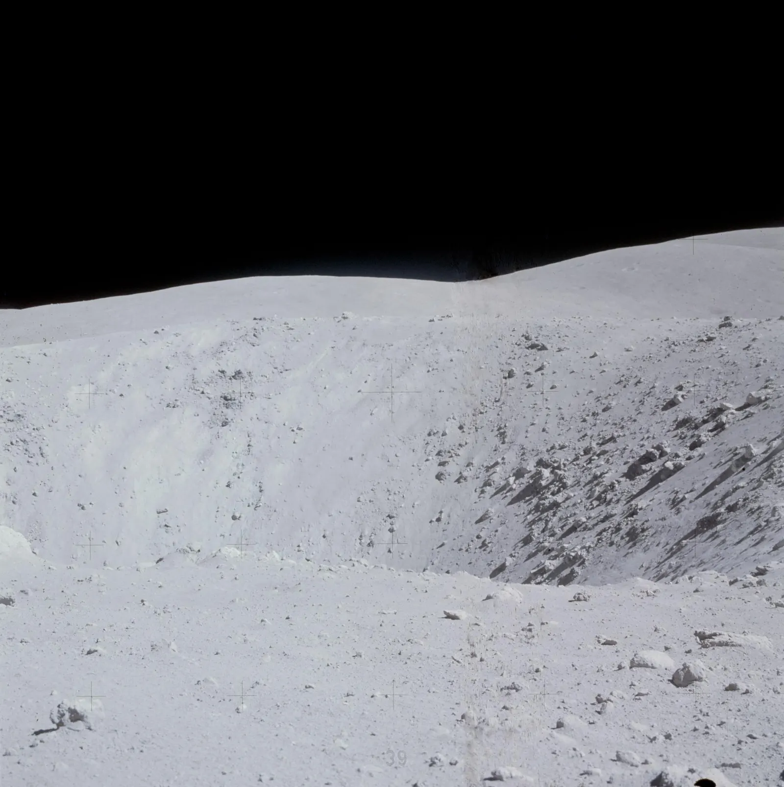 Apollo 16 view of the lunar surface at station 11 during EVA