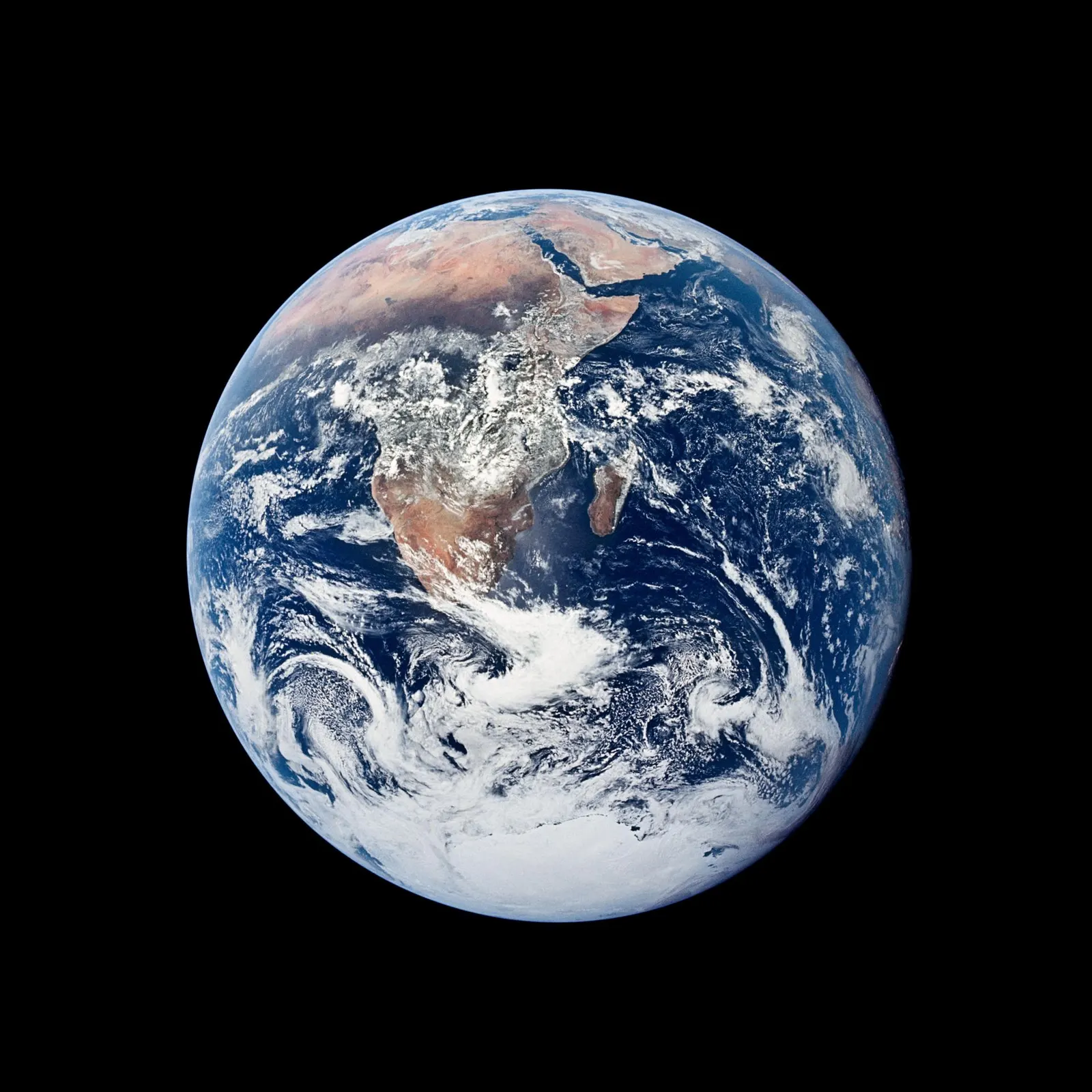 The "Blue Marble" — Earth photographed from Apollo 17 about 5 hours after launch on December 7, 1972