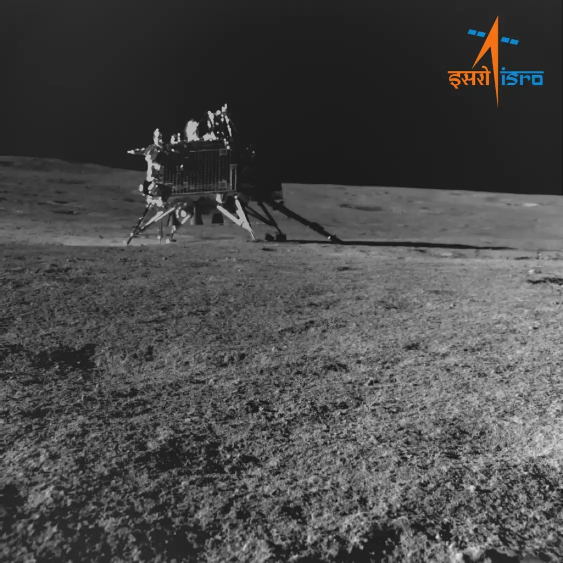 ISRO's Vikram lander on the lunar south-pole surface, imaged by the Pragyan rover, Aug 30 2023