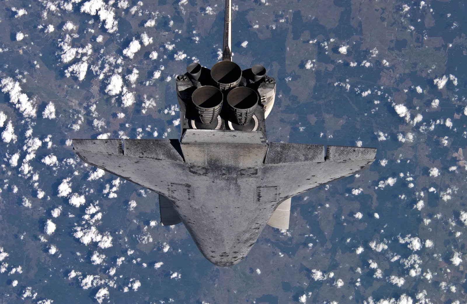 Discovery's underside photographed from the International Space Station during the first Rendezvous Pitch Maneuver on STS-114