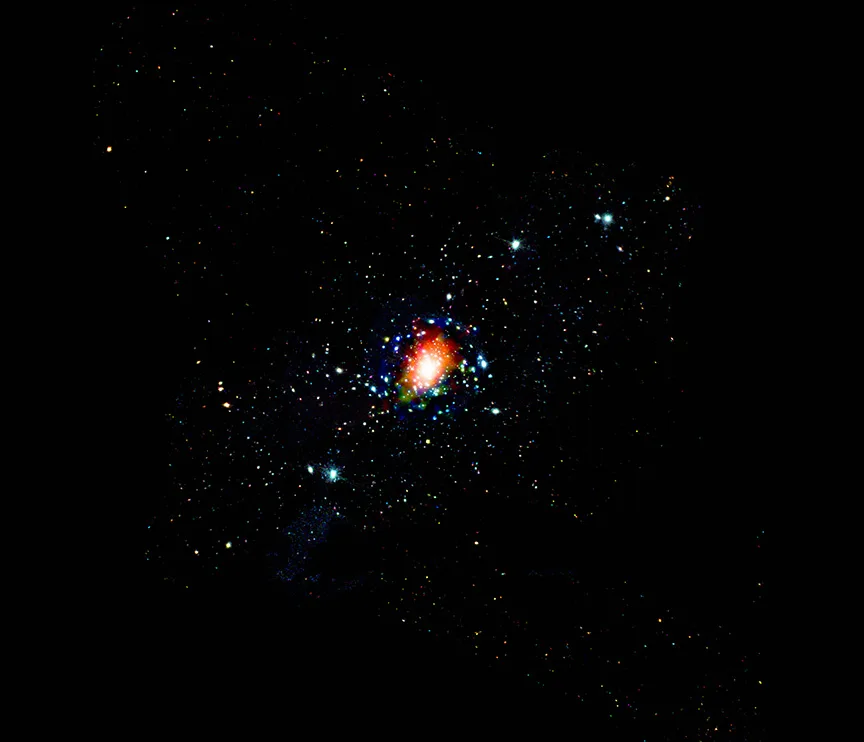 Andromeda Galaxy in xray — Chandra and XMM-Newton reveal the nucleus, a hot diffuse halo, and over 300 point sources including X-ray binaries, globular-cluster X-ray sources, and supersoft X-ray sources.