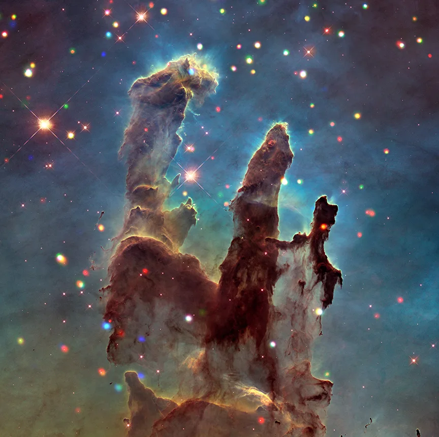 Eagle Nebula in xray — Chandra ACIS-I detects hundreds of pre-main-sequence X-ray sources within NGC 6611, whose powerful magnetic flares heat stellar coronae to tens of millions of degrees.