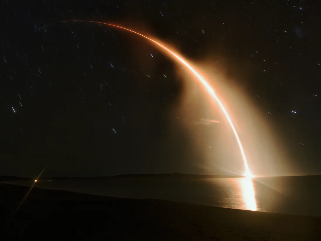 Electron launching NASA's CAPSTONE from New Zealand, 28 June 2022, seen from the coast at Nuhaka.