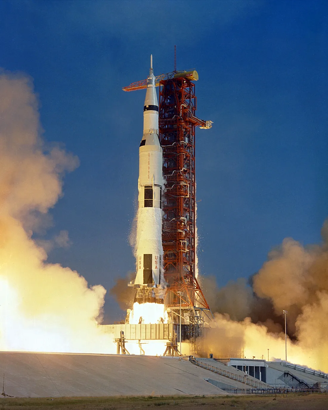 Apollo 11 lifting off from LC-39A, 16 July 1969, 9:32 a.m. EDT.