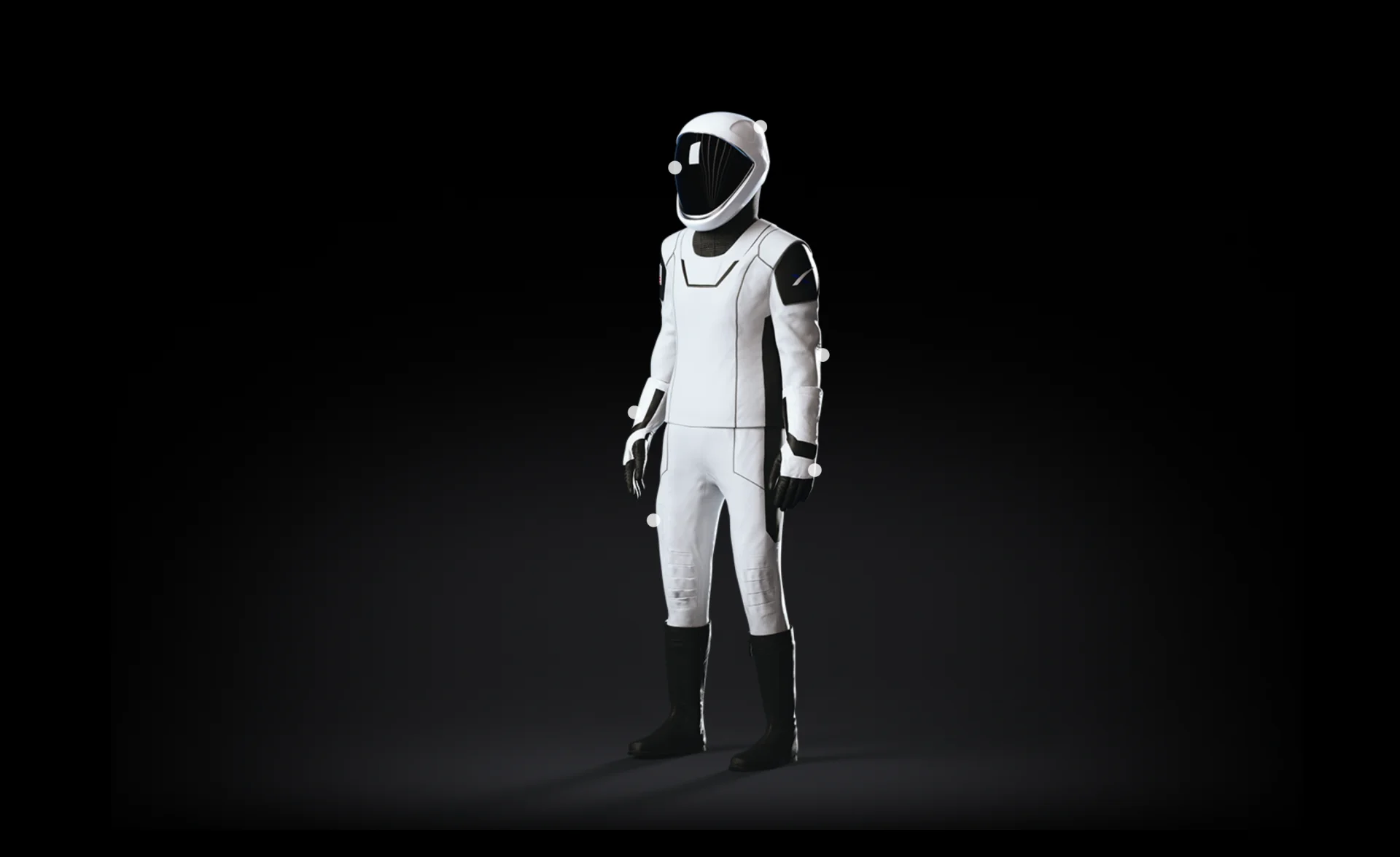Astronauts in spacesuits prepared for human spaceflight