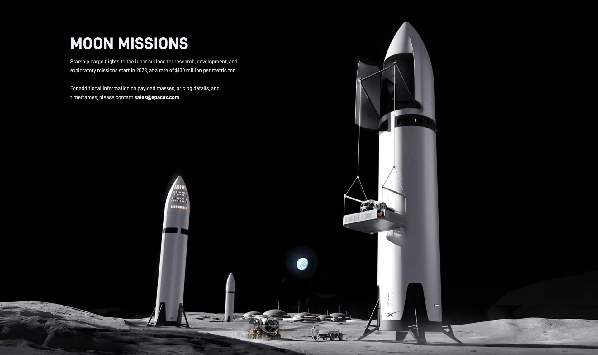 SpaceX Starship cargo configuration for lunar missions — the Artemis HLS architecture