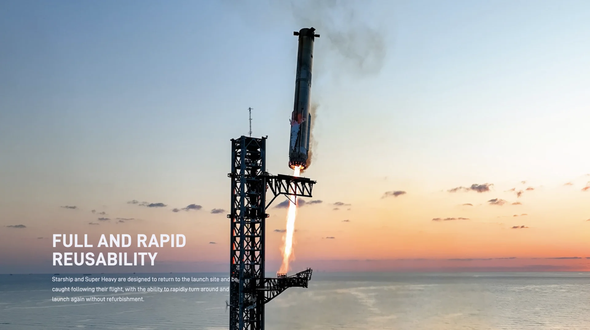 SpaceX Starship and Super Heavy reusability — booster catch architecture at Starbase