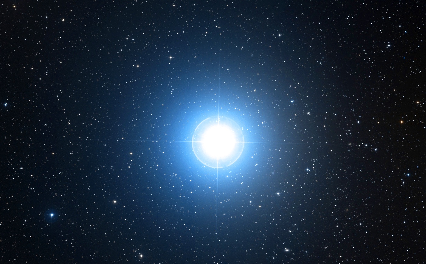 Digitized Sky Survey optical image of Castor (Alpha Geminorum) and its surrounding star field in Gemini