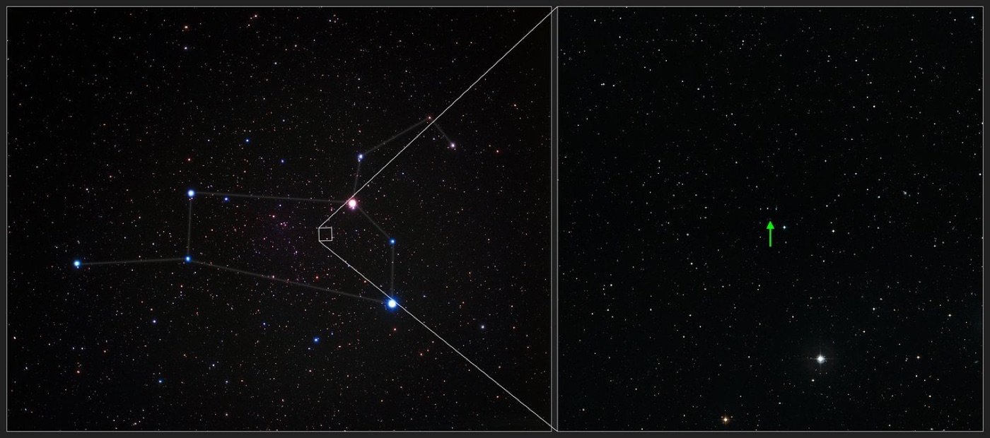 Wide-field DSS2 image of the Leo constellation region showing Regulus as its brightest star