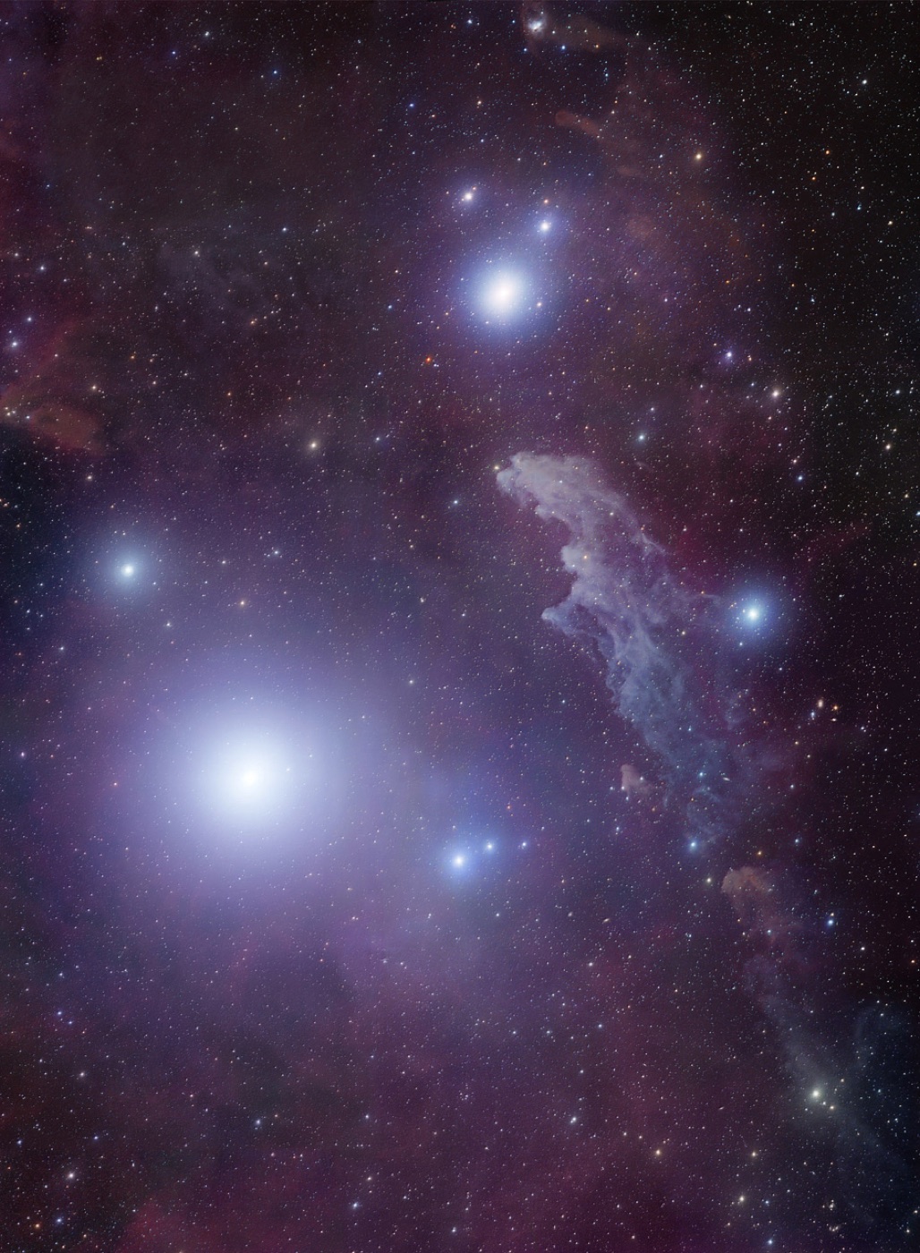 Rigel (β Orionis) and the Witch Head Nebula IC 2118, illuminated by the supergiant's ultraviolet light