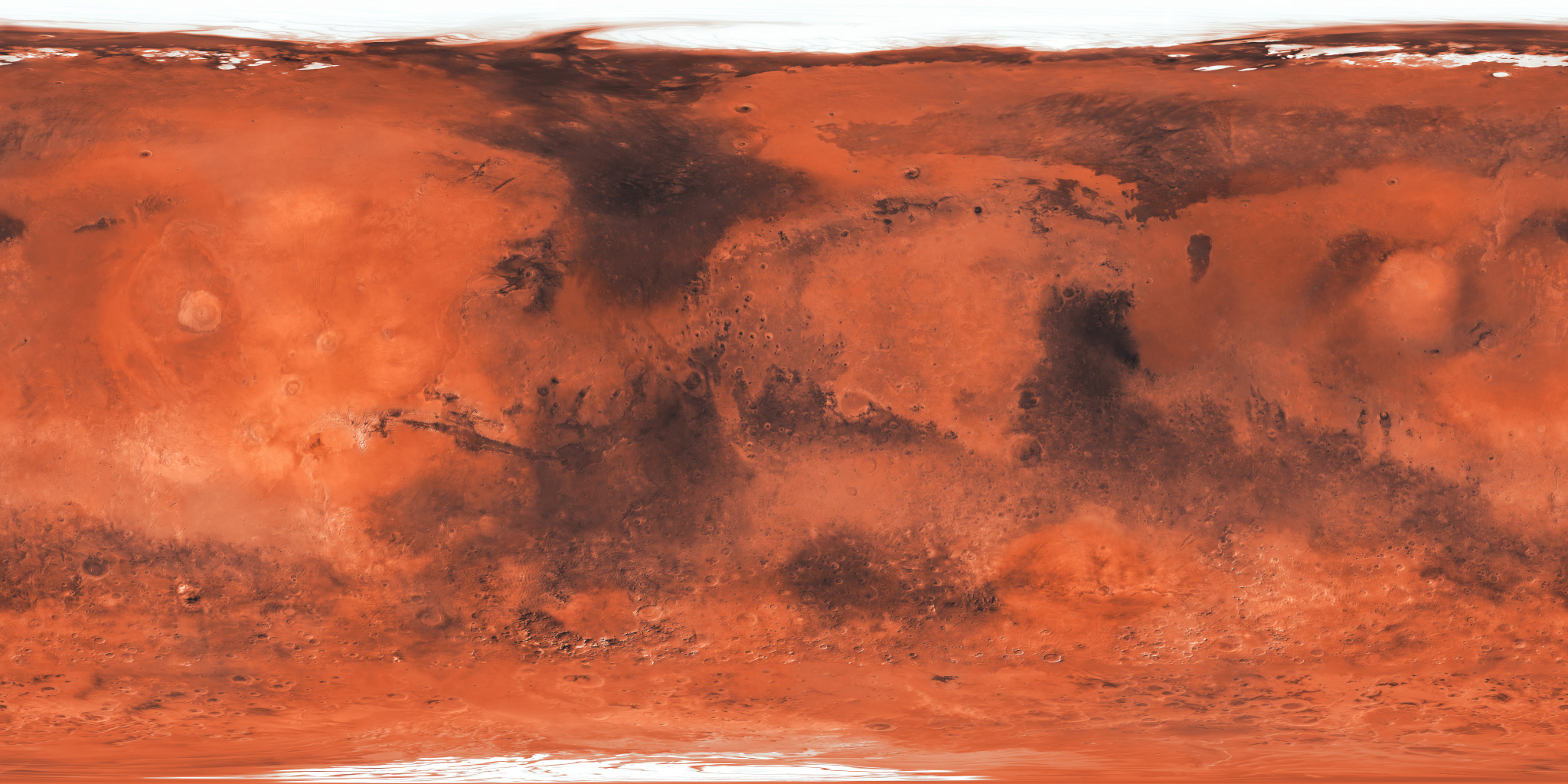 Equirectangular surface map of Mars